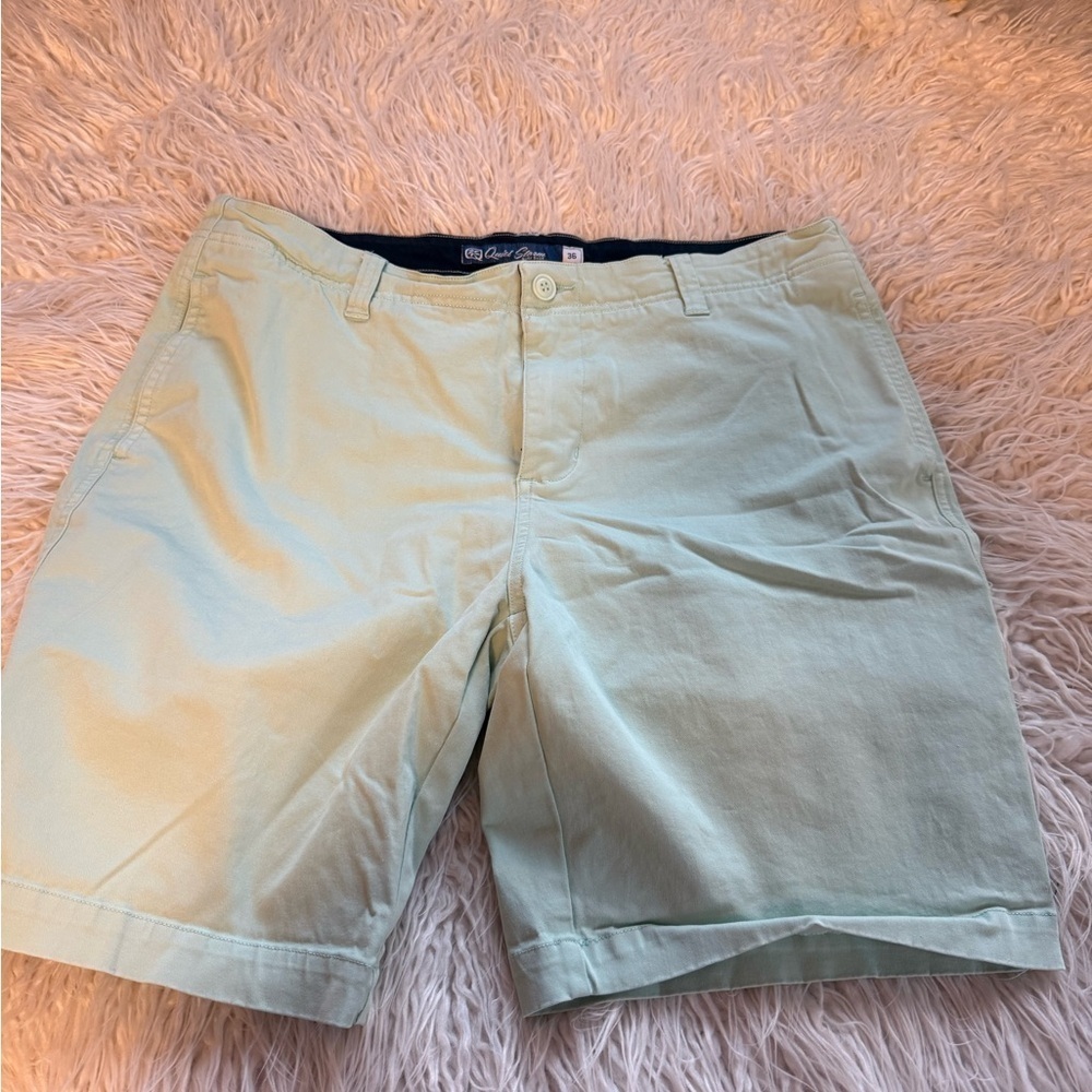 Light Mint Green Flat Front Shorts with Modern Fit
